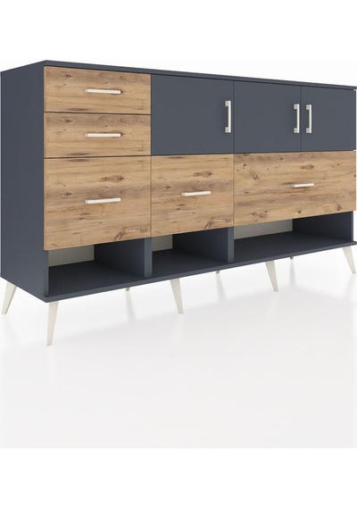 Hyperion Konsol 3 Raflı 5 Çekmeceli 3 Kapaklı 176x44x99 Antrasit- Antrasit-antrasit/çam Hyperion Konsol 3 Raflı 5 Çekmeceli 3 Kapaklı 176x44x99 Antrasit- Antrasit-antrasit/çam