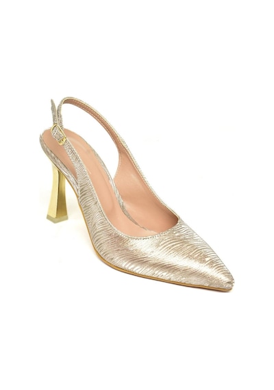 Fox Shoes U676289214 Altın Sim Kalın Topuklu Kadın Ayakkabı Altın