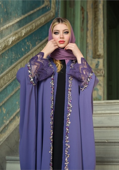 Crystalia Lavender Abaya Çok Renkli