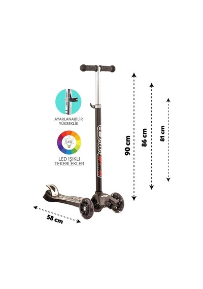Mey İthalat Işıklı Scooter Siyah Çok Renkli