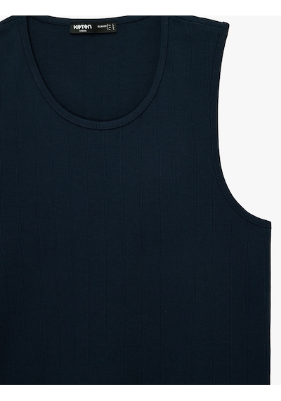 Koton Pamuklu Kolsuz Bisiklet Yaka Slim Fit Atlet Lacivert 6sam30006mk