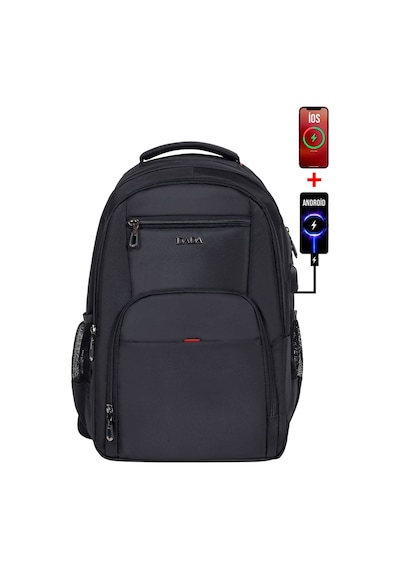 Dada Unisex Siyah Okul Sırt Çantası Orta Boy Usb Type-c 14 inç Su Geçirmez Kumaş Lise Üniversite