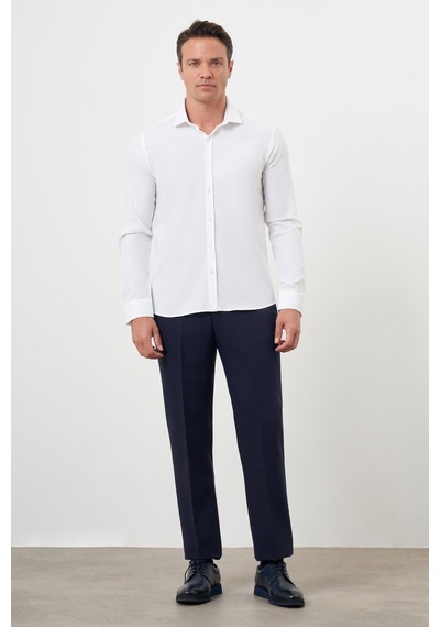 Morven Erkek Beyaz Pamuk Baskılı Desenli İtalyan Yaka Slim Fit Gömlek 24mc004101600 Beyaz