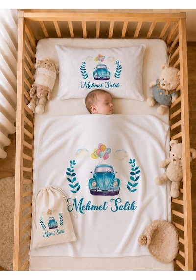 Pia Baby İsme Özel Hastane Çıkışı %100 Pamuk Erkek Bebek Organik Baskılı Tulum Set Keseli Hediyelik 2078tybk0x Krem
