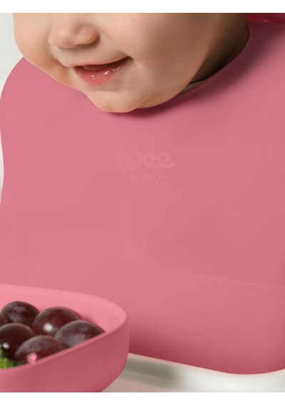 Wee Baby Nanninom Silikon Mama Önlüğü - Pembestandart Pembe