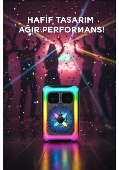 Kablosuz Mikrofonlu Rgb Işıklı Bluetooth Hoparlör Usb Tf Fm 12w Taşınabilir Kts-2452