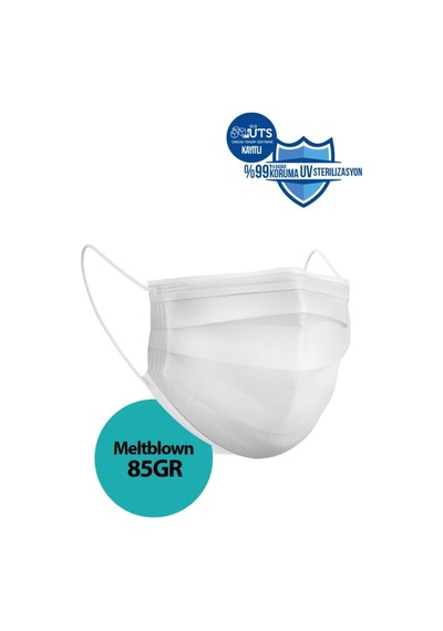 Medizer Meltblown Beyaz Cerrahi Maske, 3 Katlı, Telli, 150 Adet