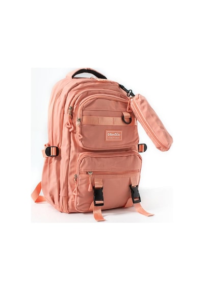 Ventis Unisex Okul 2'li Set Çantası Lise Ortaokul Kalemlikli Sırt Çantası 43 30 Cm Çok Cepli Vnt7-c Turuncu