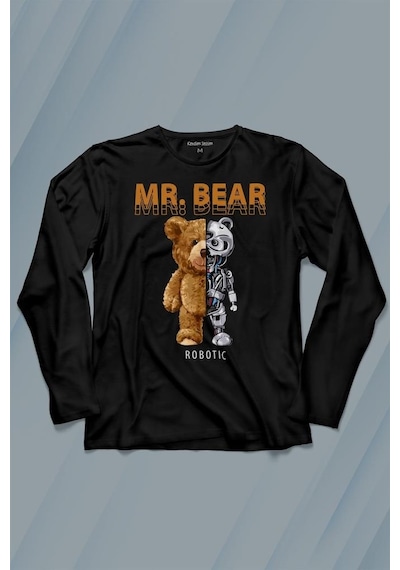Mr Bear Robotic Ayı Urban Streetwear Sokak Uzun Kollu Tişört Baskılı T-shirt 001