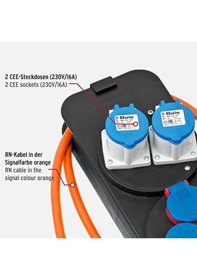 Cee 230 V Kamp Elektrik Dağıtıcı, Topraklı Fişli 2 X Cee Priz, 3 X Topraklı Priz, 1,5 M H07rn-f 3g2,5 Kablo, Tur 0