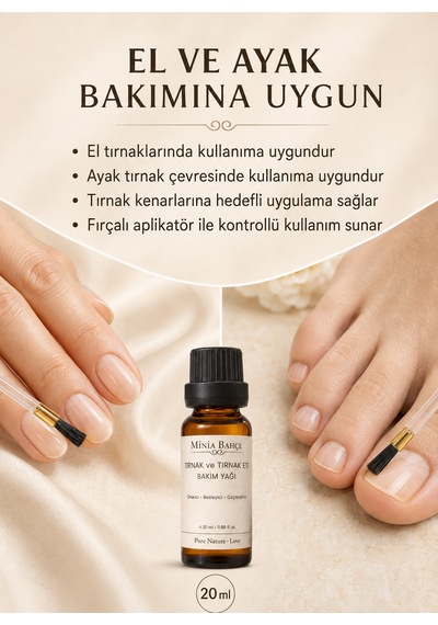 Minia Bahçe Tırnak Ve Tırnak Eti Bakım Yağı 20 Ml Fırçalı Aplikatörle Yoğun Bakım