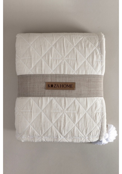 Koza Home Stella Krem Çift Kişilik Baklava Desenli Yatak Örtüsü 230x250 2 Y Krem