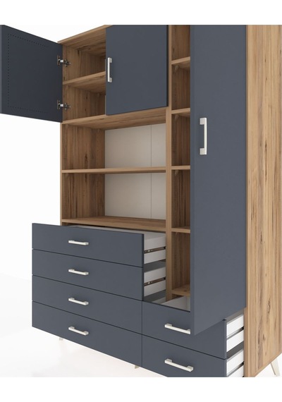 Hyperion Dolap 9 Raflı 6 Çekmeceli 3 Kapaklı 132x44x195 Çam-antrasit/antrasit Antrasıt/antrasıt Hyperion Dolap 9 Raflı 6 Çekmeceli 3 Kapaklı 132x44x195 Çam-antrasit/antrasit Antrasıt/antrasıt
