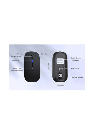 Led Işıklı Şarjlı Mouse 2.4ghz Usb Wireless Ve Bluetooth Lu Sessiz İos Uyumlu  Android Telefon Tablet Pc Tv Diğer