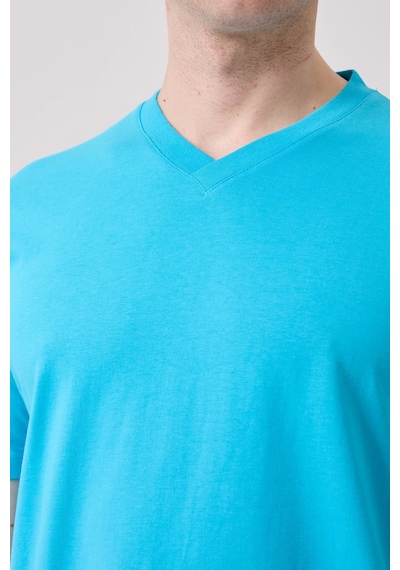 Galanthus V Yaka T-shirt - Nefes Alabilir, Rahat Ve Sade Tasarım Turkuaz