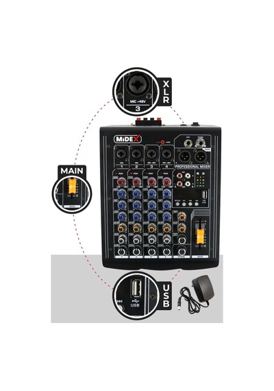 Mp-400 Amfili Power Mikser 2x200 Watt 4 Kanal Bluetooth Usb Efekt Kayıt