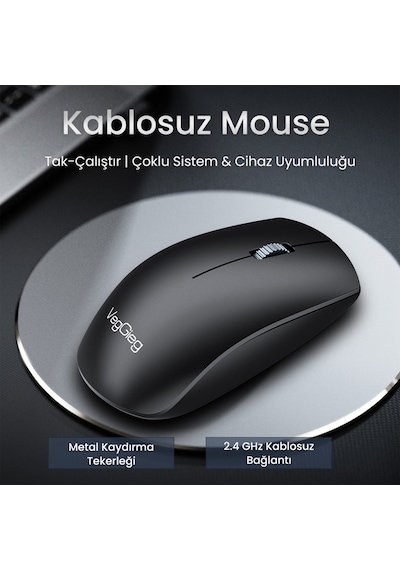 Veggieg G700 Kablosuz Mouse 2.4ghz Nano Usb Alıcı 3 Tuşlu Pilli Optik Mouse G700
