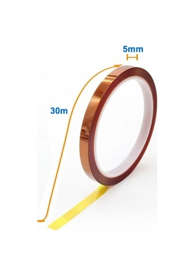 Isıya Dayanıklı Poliimid Bant 5mm X 30 Metre Devre Maskeleme Bandı