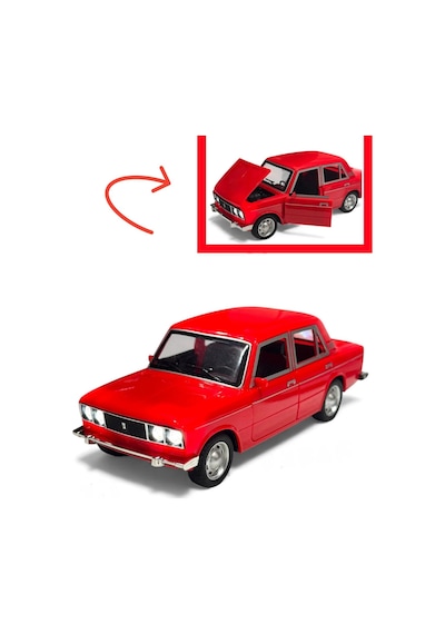 Lada Vaz 2107 Metal Diecast Model Araba 1:24 Ölçek 18cm Sesli Işıklı Çek Bırak Kırmızı Çok Renkli