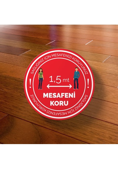 Letbil - Sosyal Mesafe Uyarı Folyo Stickeretiketi