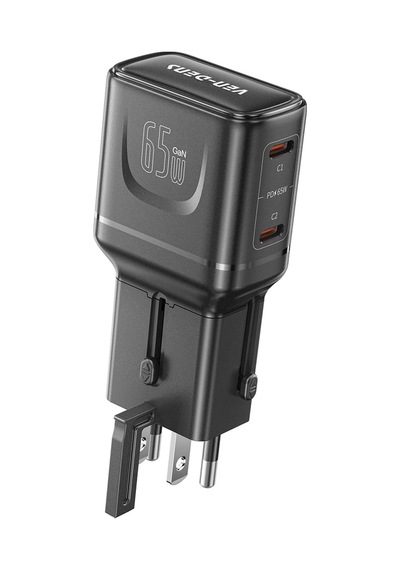 Ven-dens Vd-ta003 65 W Pd Pps 4 Ü 1 Arada Seyahat Adaptörü, 2 Usb-c Ve 1 Usb-a Port, Abd, Siyah