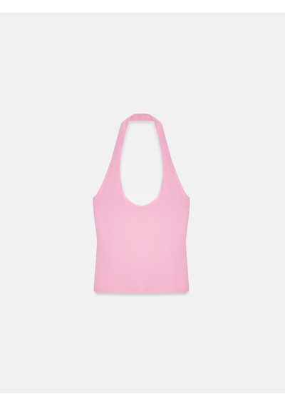 Dilvin 32726 Halter Yaka Top-pembe