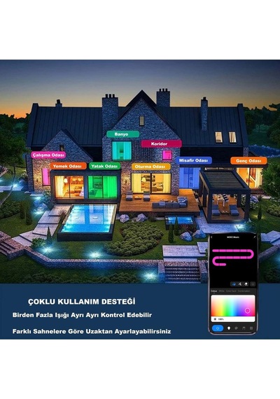 Plentiful Akıllı Tavan Lambası 60w Kısılabilir, Bluetooth Hoparlör Uzaktan Kumanda Rgb Led Renk Değişimi Lamba Müzik Dekoratif Aydınlatma Smart Çok Renkli