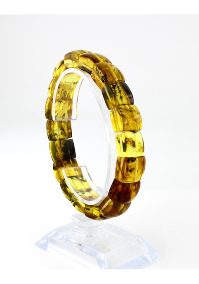 Kehribar Bileklik Fosilli Roleks Özel Tasarım Ambergold Blk23-58 Çok Renkli