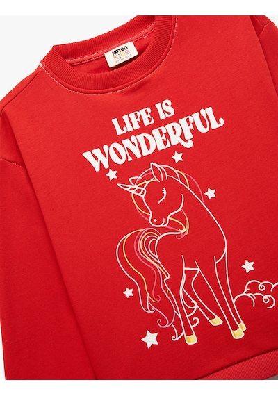 Koton Şardonlu Uzun Kollu Bisiklet Yaka Pamuklu Unicorn Baskılı Sweatshirt Kırmızı 6wkg10173ak Kırmızı Koton Şardonlu Uzun Kollu Bisiklet Yaka Pamuklu Unicorn Baskılı Sweatshirt Kırmızı 6wkg10173ak Kırmızı
