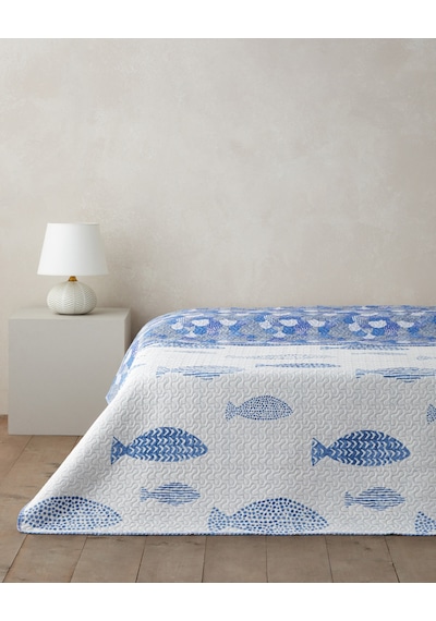 Pesca Wave Çift Kişilik Çok Amaçlı Örtü 200x220 Cm Mavi