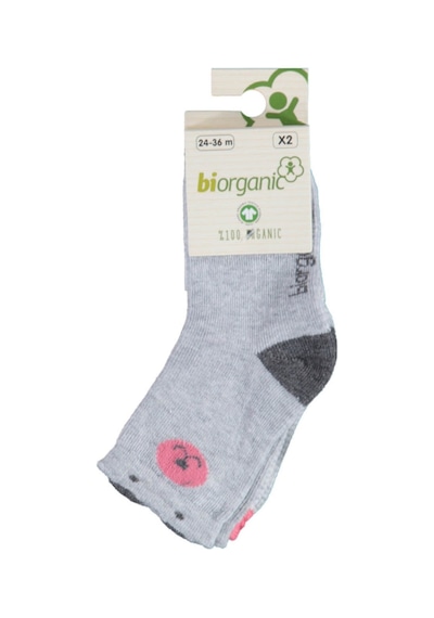 Bibaby Biorganic Cute Bear 2'li Çorap 68378 Pembe 001
