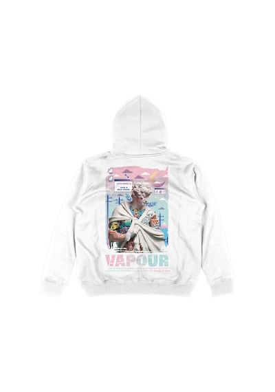Tarzsokak Vapour Oversize Unisex Kapüşonlu Sweatshirt Hoodie Beyaz