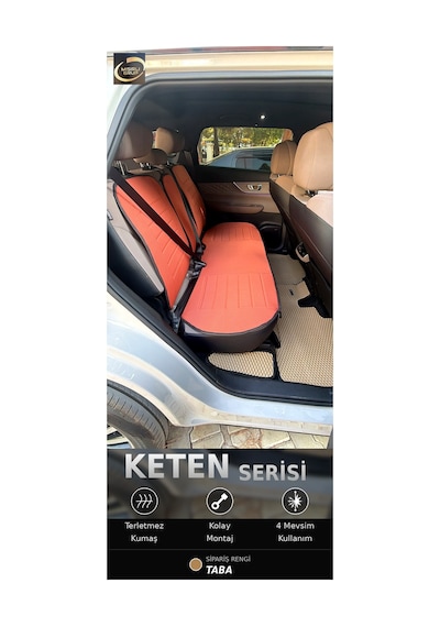 Fiat Egea Cross 2020-2026 Ön Ve Arka Koltuk Terletmez Dolgulu Keten Koltuk Minder / Kılıf Set Taba