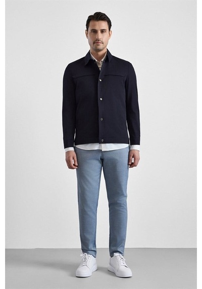 Süvari Lacivert Slim Bebe Yaka Düz Yan Cepli Çıtçıtlı Dolgusuz Standart Mont Mn2008700555-m09