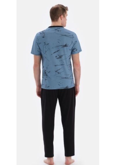Eros 33080 Kısa Kol Erkek Pijama Takımı Mavi