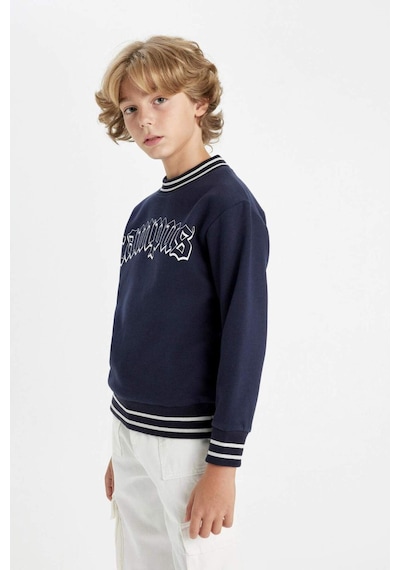 DeFacto Erkek Çocuk Lacivert Oversize Geniş Kalıp Bisiklet Yaka Baskılı Kalın Sweatshirt D1911A824WNNV135 DeFacto Erkek Çocuk Lacivert Oversize Geniş Kalıp Bisiklet Yaka Baskılı Kalın Sweatshirt D1911A824WNNV135
