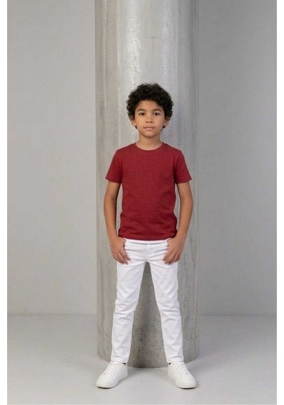 Çlm Store Likralı Erkek Çocuk Pantolon Beyaz Beyaz