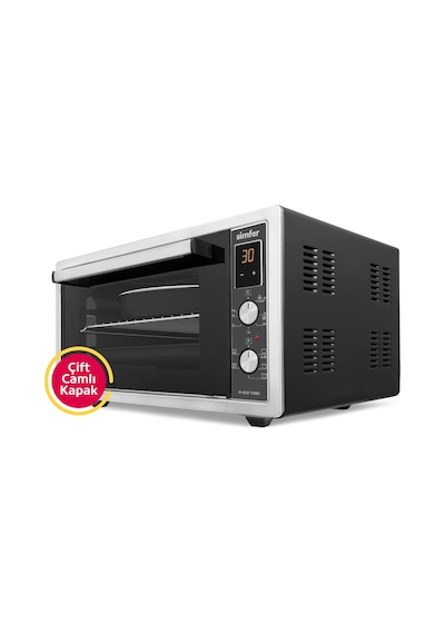 Simfer 4559 İnox 45 LT Turbo Fan Mini / Midi Fırın - 6 Fonksiyon, Dijital Ekran, Pop-Up Düğme,Yoğurt Yapma