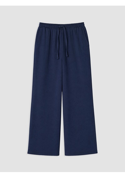 Lcwaıkıkı Petite Lacivert Beli Lastikli Geniş Paça Kadın Pantolon