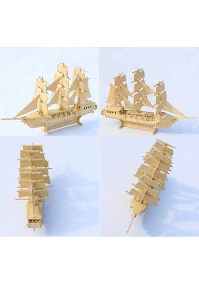 3D Ahşap Maket Puzzle Avrupa Yelkenli Teknesi 76 Parça Maket Gemi