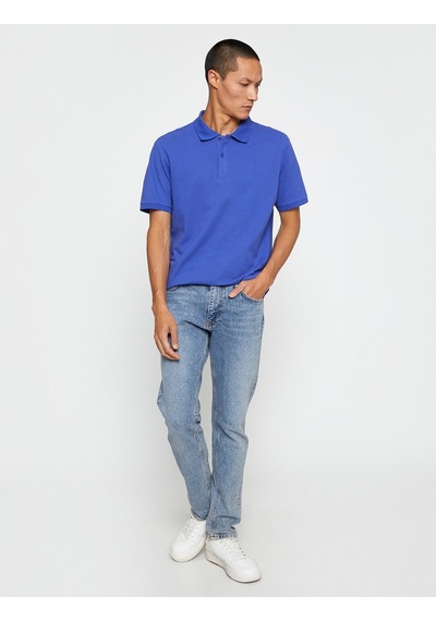 Koton Basic Tişört Polo Yaka Düğmeli Dar Kesim Mor 3Sam10001Mk 3Sam10001Mk958 Mor