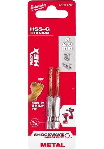 Milwaukee 2x 59.5 Mm 2'li Hex Girişli Metal Matkap Ucu 48894703