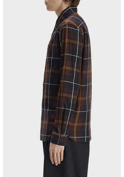 Fred Perry Ekoseli % 100 Pamuk Düğmeli Yaka Gömlek Erkek Gömlek M3457 33c Kahve