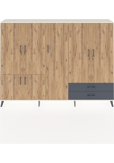 Arges Dolap 12 Raflı 2 Çekmeceli 7 Kapaklı 220x30x163 Aytaşı-çam/ Aytaşı-çam/antrasit Arges Dolap 12 Raflı 2 Çekmeceli 7 Kapaklı 220x30x163 Aytaşı-çam/ Aytaşı-çam/antrasit