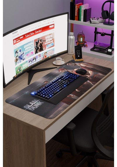 Slam Dunk Anime V1 - 90x40 Xxl Gaming Kauçuk Kaymaz Taban Mouse Pad Fare Altlığı