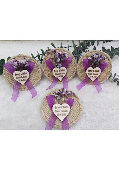 Hasır Magnet Mor Nikah Şekeri Magnet(30 Adet)