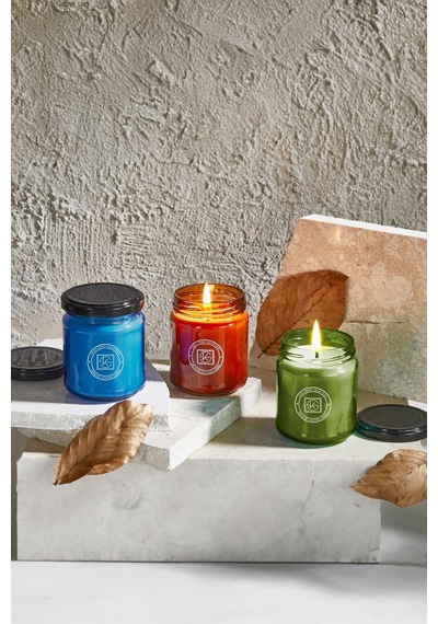 Selka Home - Rainbow 3'lü Renkli Cam Tasarım Kokulu Candle Mum Sarı