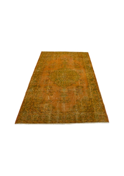 Zehra Abla Halı Vintage El Dokuma Overdye Tek Renk Turuncu Göbekli Yün Halı 7165 Çok Renkli