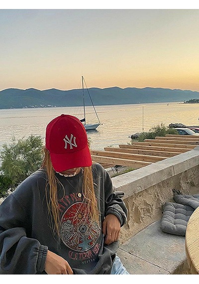 Unisex Kırmızı Renk Beyaz Logo Beyzbol Ny New York Şapka - Unisex Kırmızı