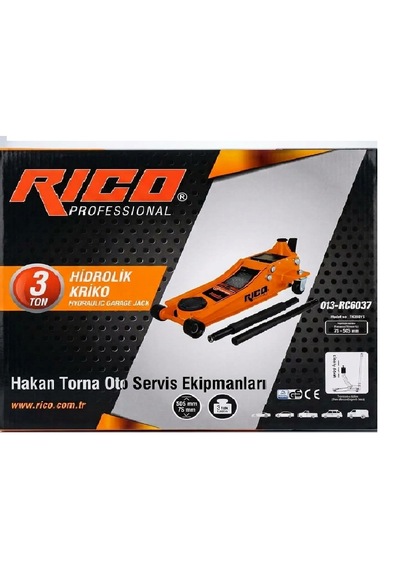 Rico 3 Ton Çift Piston Kriko Hidrolik Alçak Şase Arabalı Kriko